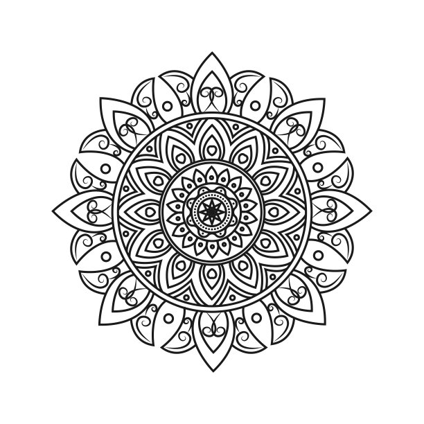 圆形图案的曼荼罗与花的指甲花，曼海迪，纹身，装饰。东方民族风格的装饰装饰图片下载