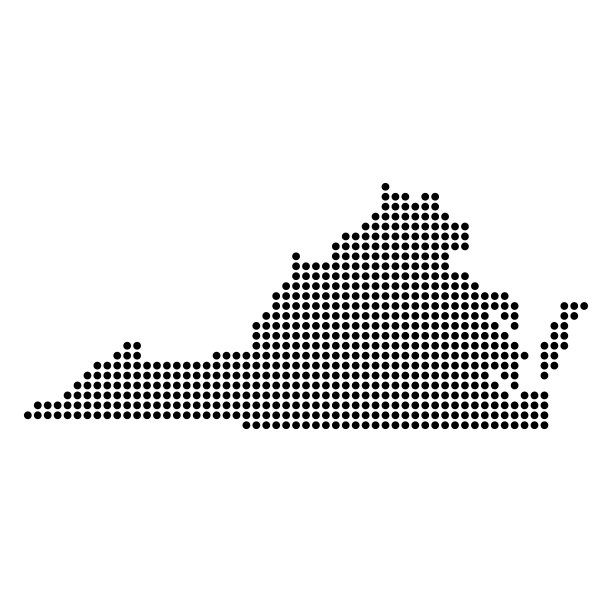 弗吉尼亚地图形状，美利坚合众国。平面概念图标符号矢量插图图片下载