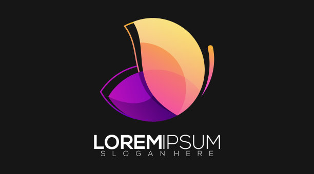 彩色蝴蝶标志矢量与黑色背景图片下载