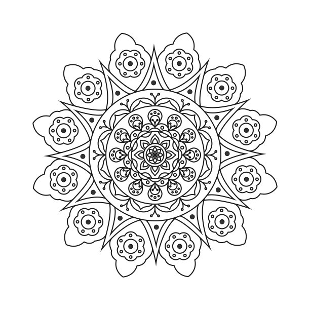 圆形图案的曼荼罗与荷花为指甲花，曼海迪，纹身，装饰。东方民族风格的装饰装饰图片下载