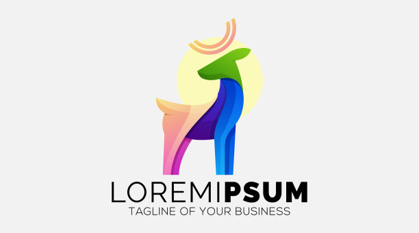 优雅的彩色鹿标志图标设计矢量图片下载