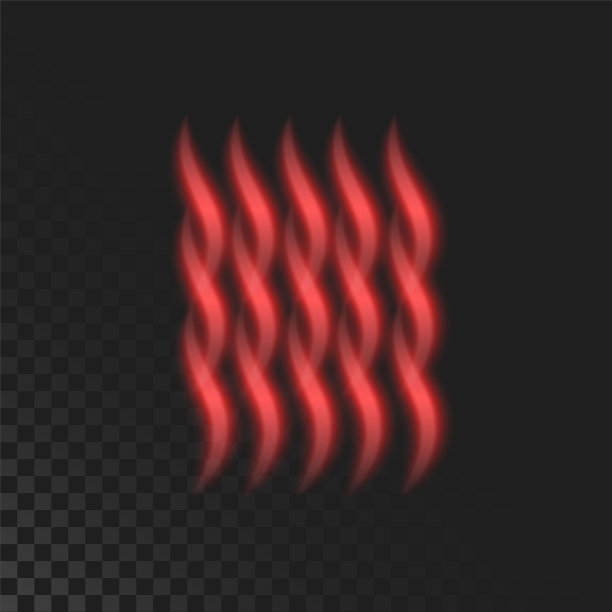 温暖的空气在黑暗的背景上流动。红外风波光效。矢量图图片下载