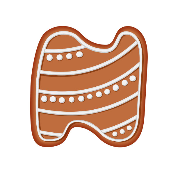 姜饼字母表。创意姜饼版式设计。饼干传统装饰字母。圣诞饼干字体。字母N。图片下载