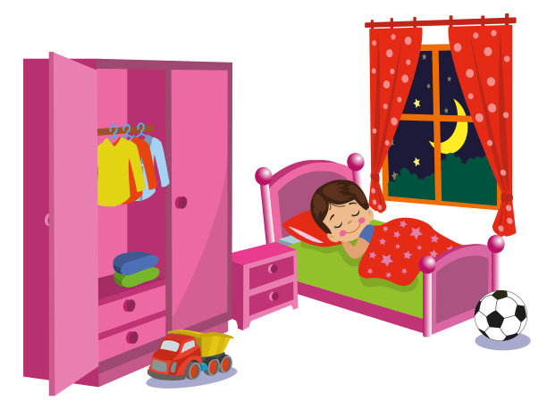 晚上睡觉的男孩月亮和星星图片下载