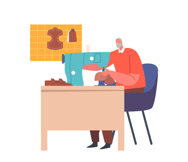 鞋匠在缝纫机上制作鞋子。工匠专业职业，工艺，制鞋大师图片下载