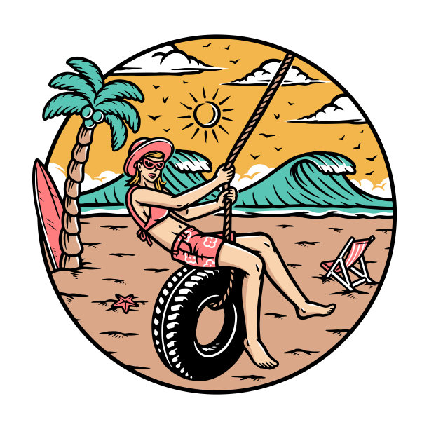 女人在海滩上玩得很开心图片下载