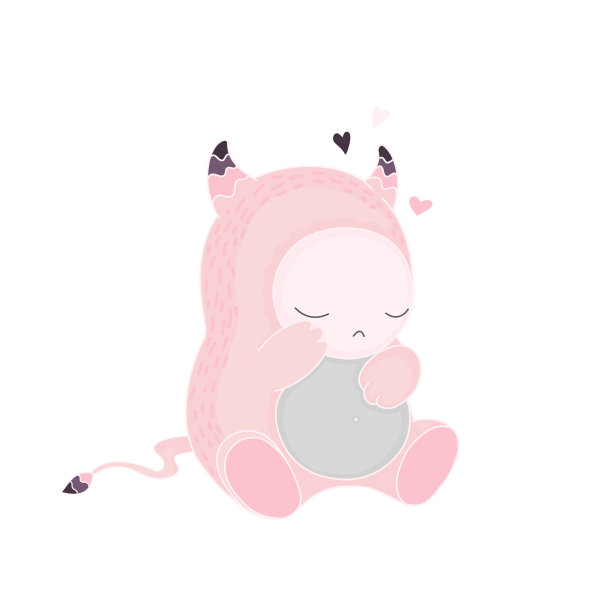 可爱的粉色怪物矢量插画图片下载