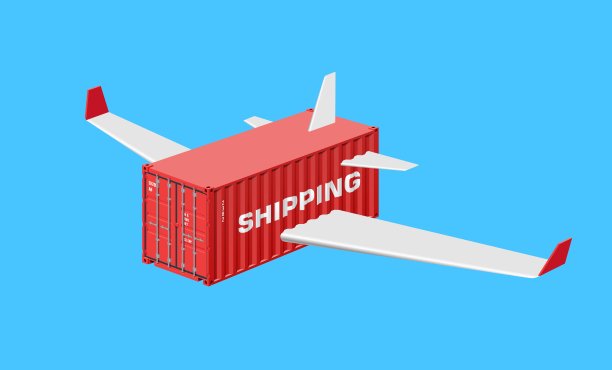 带有飞机机翼的货物集装箱图片下载