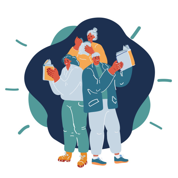 漫画矢量插图集合的人阅读或学生学习和准备考试。书迷，读者，现代文学。图片下载