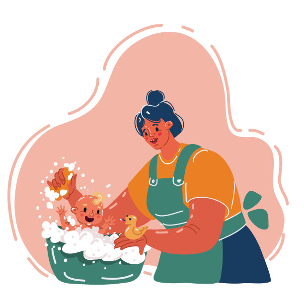 小男孩被母亲洗的矢量插图。防止感染和病毒。图片下载