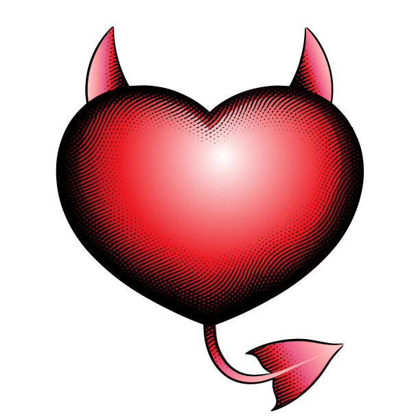 刻划板邪恶的心与红色填补图片下载