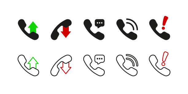 呼叫电话矢量图标。电话移动通信符号集。图片下载