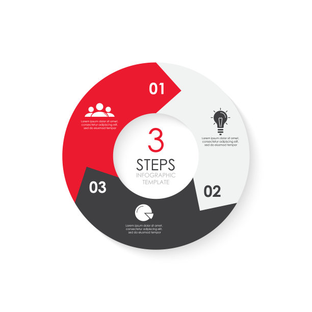 矢量圆信息图模板与箭头圆图，图表，网页设计。业务概念有3个步骤，选项或过程。图片下载
