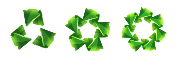 循环箭头图标。3d绿色生态标志套装。矢量图图片下载