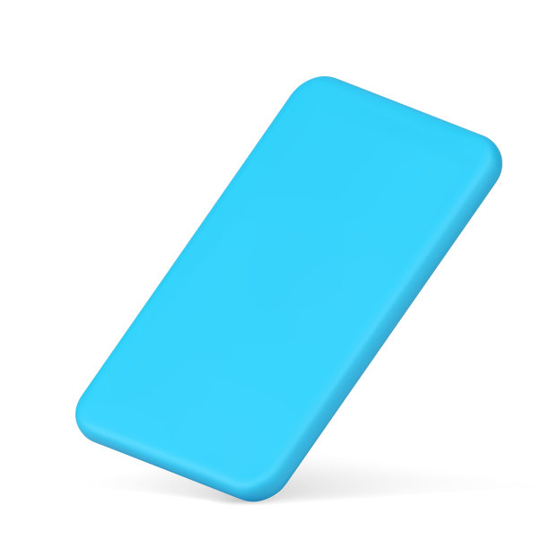 蓝色细长矩形软角几何砖便携式设备模型逼真的3d图标矢量图片下载
