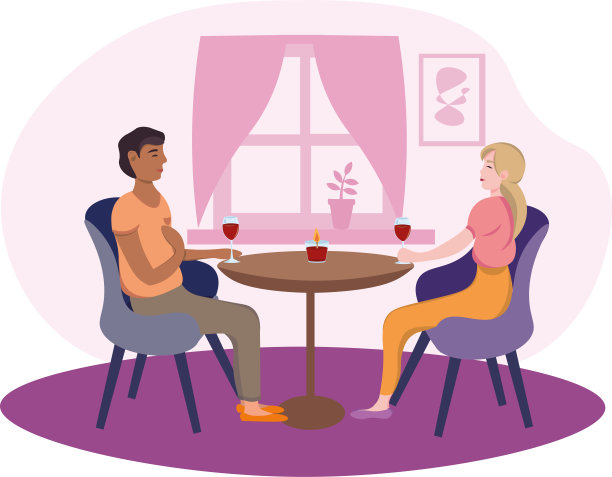 约会的人喝着酒，用扁平的设计交谈图片下载