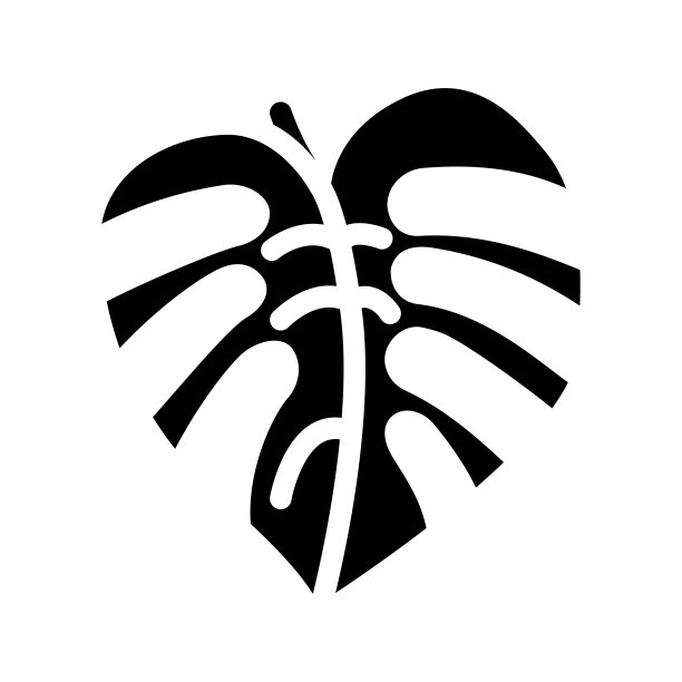 怪兽叶热带雕文图标矢量插图图片下载