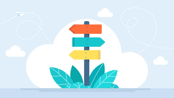 有箭头的方向路标。选择路标要选择道路或街道，空白路标指针用木杆模板。签署董事会。平的业务风格。矢量插图。图片下载