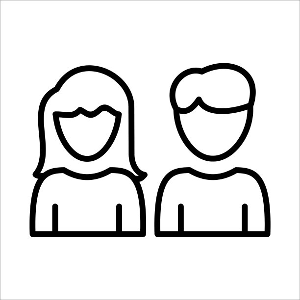 夫妇，丈夫和妻子图标标志设计矢量模板插图标志和符号图片下载