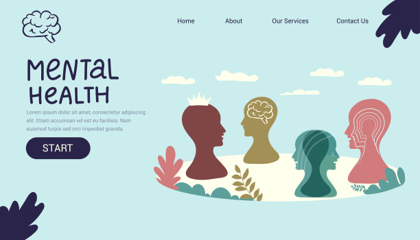 心理健康医疗媒介说明。专家医生致力于为世界心理健康提供心理爱情治疗。用于海报，传单，封面，社会媒体印刷或网站页面图片下载