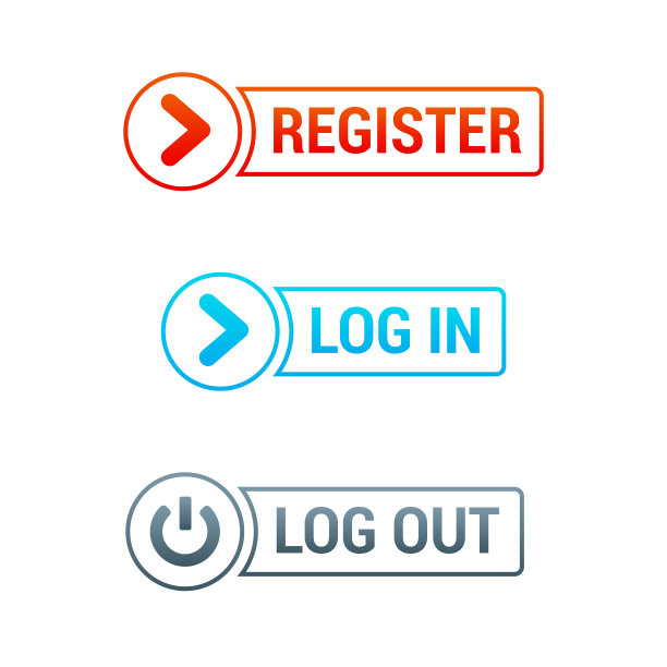 注册，登录和注销矢量按钮集图片下载