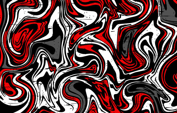 红、灰、白、黑液体大理石纹理设计，彩色大理石表面，奶油色线条，自然抽象画设计，矢量插画图片下载