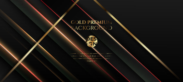 抽象优雅的黑色豪华背景与金色线条。现代未来主义背景。能否设计登陆页，书籍封面，小册子，传单，杂志，任何品牌，横幅，标题，演示文稿，和墙纸背景图片下载