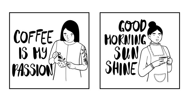 有女咖啡师和文字的海报图片下载