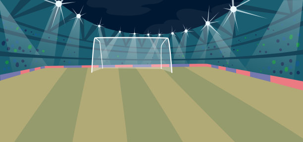 足球场，足球场与明亮的灯光，绿色的草地，大门和边边角角的观点，运动场图片下载