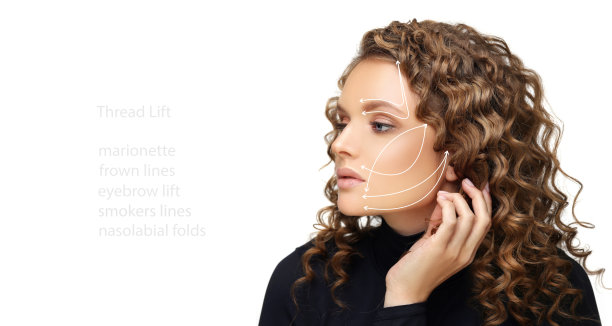 螺纹提升，标记，用螺纹进行非手术提升程序的技术图片下载