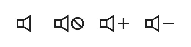 声音,音量图标。增加和减少声音，静音。向量EPS 10图片下载