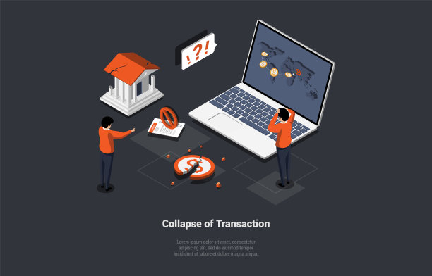银行交易崩溃的概念，货币转移问题。国际支付系统故障。人们使用世界服务进行支付。等距卡通三维矢量插图图片下载