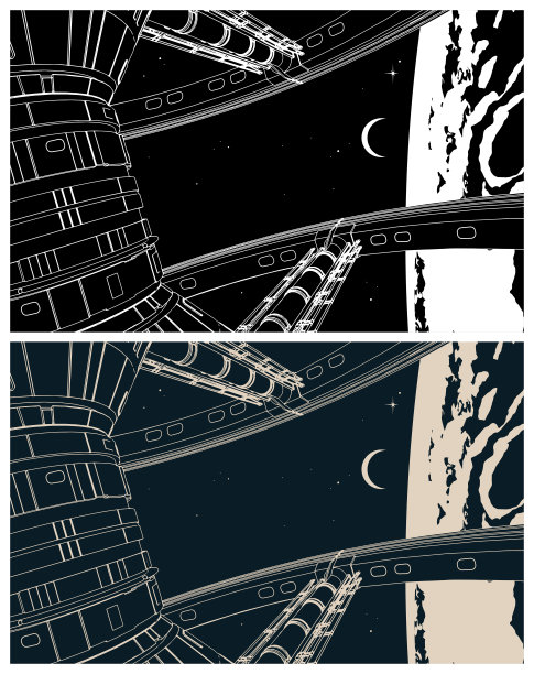 太空轨道站特写插图图片下载