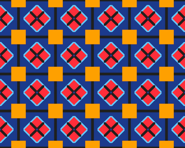 东方民族几何无缝瓷砖图案，采用各种传统元素风格设计图片下载