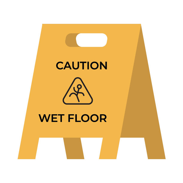 潮湿的地板黄色标志。矢量插图。图片下载