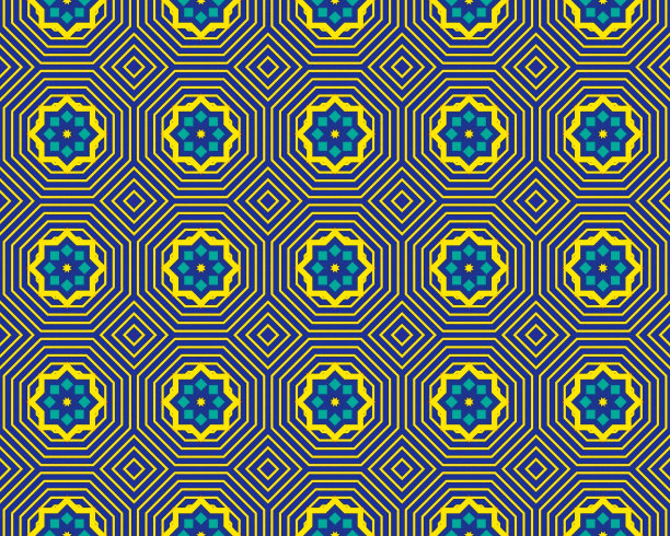 东方民族几何无缝瓷砖图案，采用各种传统元素风格设计图片下载