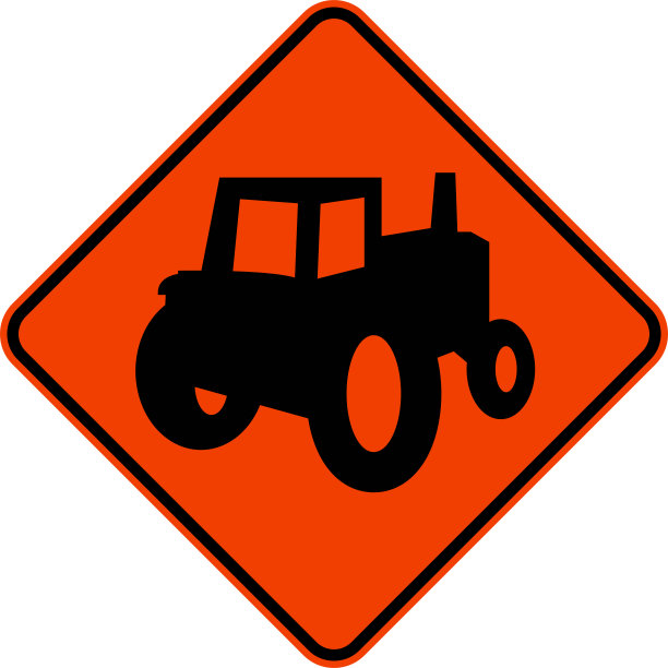 白色背景农机道口标志图片下载
