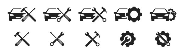汽车服务和维修设备。向量EPS 10图片下载