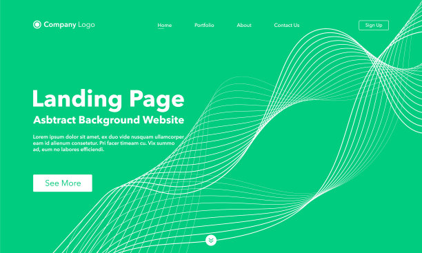 着陆页。抽象背景的网站。网站或应用程序的模板。现代设计。绿色的。摘要矢量风格图片下载