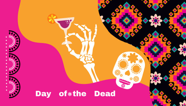 亡灵节，亡灵节或万圣节贺卡，横幅，背景。图片下载