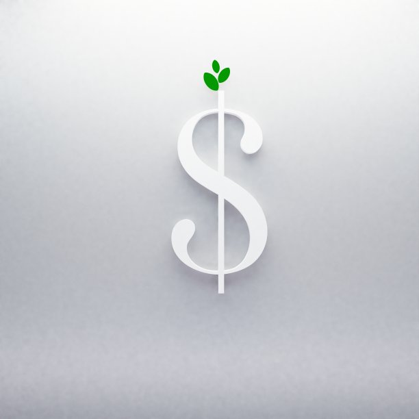 钱。绿色叶子的美元符号。图片下载