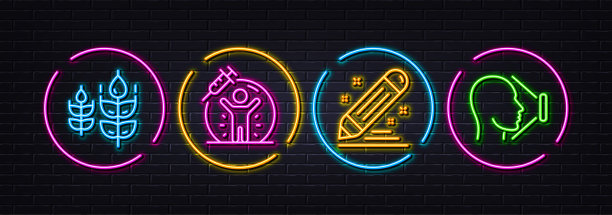 无麸质，品牌合同和疫苗保护最小线图标。对于web应用程序，打印矢量图片下载