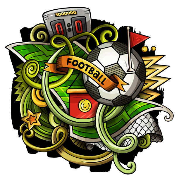 卡通矢量涂鸦足球插图图片下载