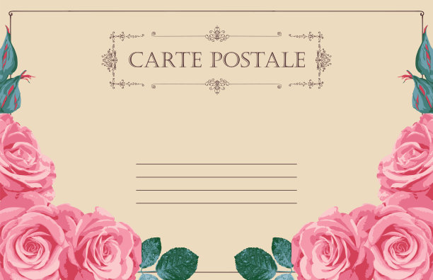 复古风格的背景与地方的文字和粉色玫瑰图片下载