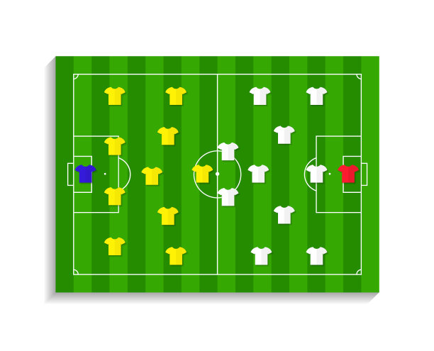 足球计划组建球队。球场上的足球比赛策略。与信息图表，球员和阵容的董事会。比赛中的比赛战术。向量图片下载