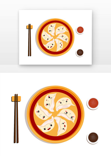 原创元素冬至一盘饺子小元素图片下载