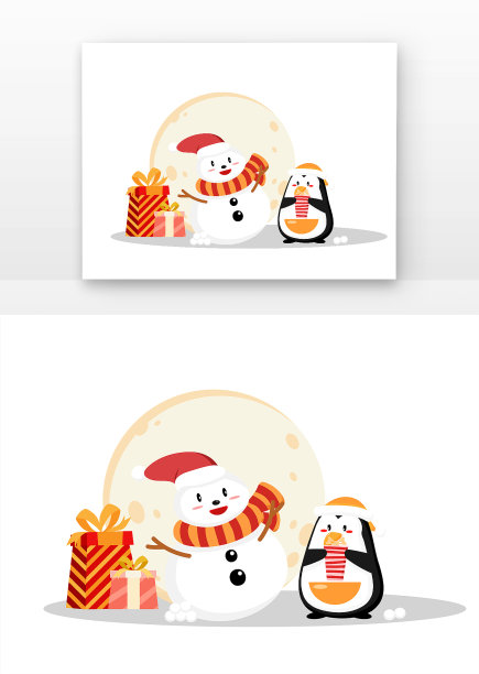 原创元素圣诞节雪人企鹅元素图片下载