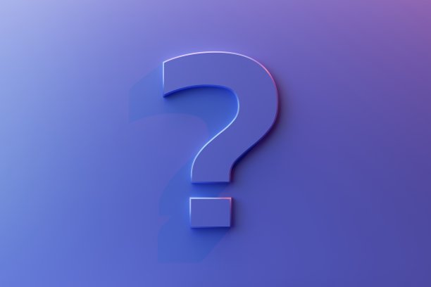 蓝色背景上的问号，3d渲染图片下载