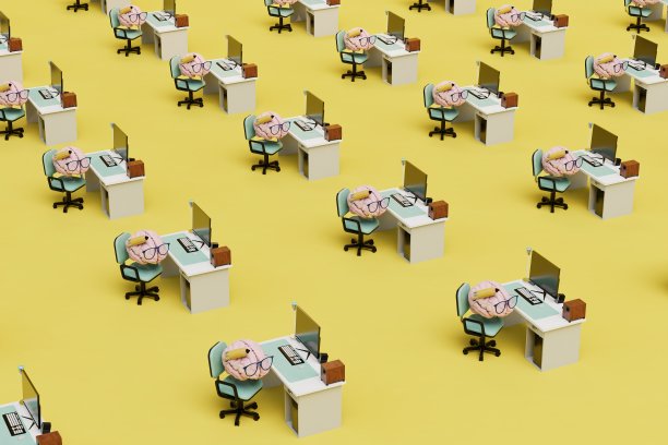 抽象背景由大脑在工作场所的模式组成。三维渲染图片下载