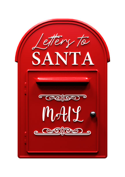 3D渲染圣诞老人的邮箱在白色图片下载